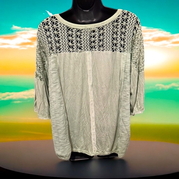 POL Boho Crochet Top In Lace Mint Green - Picture 5 of 6